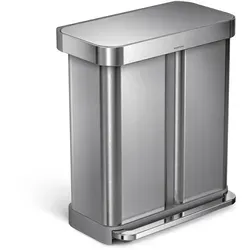 simplehuman CW2025 58 Liter Doppelfach Treteimer - Haushaltszubehör mit innovativem Mülltrennsystem, Beutelfach für einfachen Wechsel und robustem Stahlpedal für über 150.000 Betätigungen.