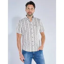 engbers Herren Kurzarmhemd Braun mit Streifen und Brusttasche