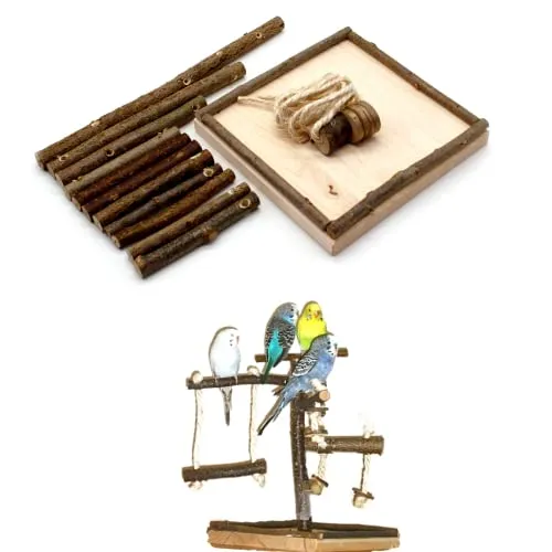 Vogelgaleria® Vogelspielplatz selber Bauen. DIY Bausatz für tolles Vogelspielzeug aus Naturholz