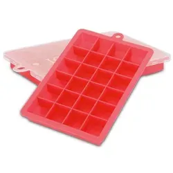 Intirilife 2x Eiswürfelformen in ROT – 2er Set à 24 Fächer Eiswürfel Silikonformen mit Deckel – Flexibler Eiswürfelbehälter Verschließbar f