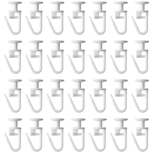 Graplan 100 Stück Gardinengleiter Gardinenröllchen Gardinenhaken Faltengleiter 11 mm Kopf mit Faltenhaken für Gardinenschienen Vorhangschienen Gardinenbretter Gardinen Laufschienen - Weiß