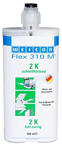 WEICON Flex 310 M 2 K - Elastischer Klebstoff, schnellhärtend, 400 ml, grau - MS-Polymer-Dichtmasse, haftstark und witterungsbeständig, ideal für Verklebungen in vielen Industrien, inklusive Metall- und Kunststoffverarbeitung.