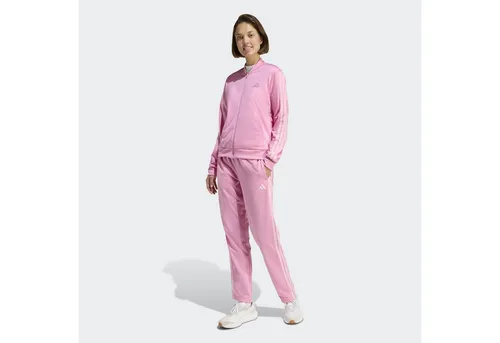 adidas Trainingsanzug W 3S TR TS (2-tlg) rosa L (42/44) - Sportlicher 2-teiliges Set aus 100% Polyester, ideal für Freizeit und Training. Maschinenwaschbar und in stylischem Tropic Bloom Design.