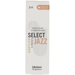 DAddario Woodwinds Organic Select Jazz Unfiled Blätter 3M - Instrumentenzubehör für Baritonsaxophon; Bio-zertifizierte Blätter mit hervorragender Klangprojektion und Kontrolle; ideal für Musiker, die Wert auf Gesundheit und Umwelt legen.