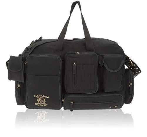 Produktbild ELEPHANT Canvas Reisetasche XL 58 cm / 50 L Sporttasche viel Fächer + Flasche (Schwarz)