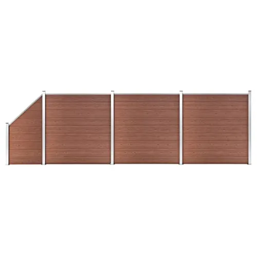 vidaXL WPC Zaun-Set 3 Quadrate + 1 Schräge 619x186 cm Braun - Metallzaun für Garten oder Hof, langlebig und pflegeleicht. Holz-Kunststoff-Verbundwerkstoff bietet hohe Robustheit und einfache Montage für individuelle Gestaltung.