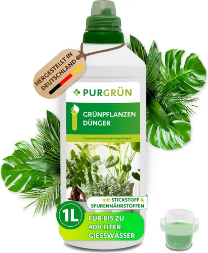 Purgrün Universaldünger - NPK 10+4+6 für sattgrüne Blätter, 1L - Mineralischer Dünger für Zimmer- und Gartenpflanzen, reich an Stickstoff für gesundes Wachstum und hohe Vitalität. Ideal für eine umfassende Nährstoffversorgung.