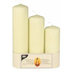 PAPSTAR Kamin- und Laternenkerzen/13943 Durchmesser 70mm Creme 3 Höhen