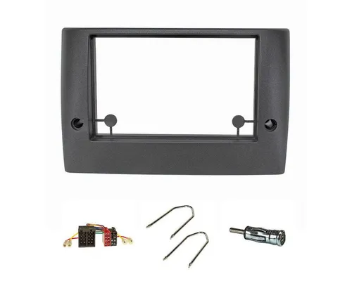 tomzz Audio Doppel DIN Radioblende Set für Fiat Stilo 2001-2008 - Autoradio-Adapter für Fiat Stilo, ermöglicht einfachen Einbau von 2 DIN Radios, inklusive Kabel und Antennenadapter für optimale Audioqualität.