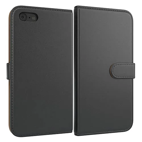 EAZY CASE Tasche kompatibel mit iPhone SE (2022/2020) / iPhone 8/7 Schutzhülle mit Standfunktion Klapphülle im Bookstyle, Handytasche Hülle mit Magnetverschluss und Kartenfach, Kunstleder, Schwarz