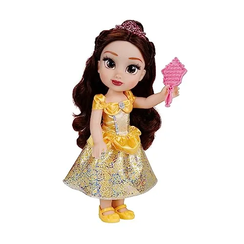 Disney Princess My Friend Belle Doll 35 cm - Dolls Accessories - Wunderschöne Belle Puppe mit abnehmbarem Outfit und Tiara, ideal zum Spielen und Stylen.
