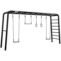BERG PlayBase Extra Large + Active Set - Klettergerüst mit multifunktionaler Plattform für Spiel, Sport und Entspannung. Wetterfester, stabiler Rahmen, der bis zu 100 kg pro Schaukelplatz hält. Ideal für die ganze Familie!