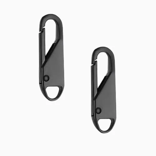 Stück Reißverschluss Schieber, Reißverschluss Lasche Ziehen Ersatz, Abnehmbare Zipper Pull Tabs, für Bekleidungsjacken, Koffer, Stoff, Rucksack, Gepäck, Bastelarbeiten(Schwarz, 37x10x3.7 mm) 2