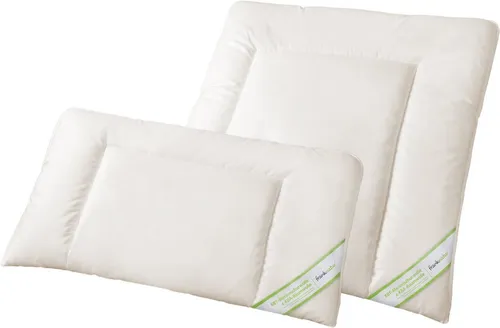 franknatur Bauchschläferkissen Bea-1 - Kissen für Bauchschläfer, aus 100% Merino-Schurwolle und Baumwolle in Bio-Qualität, sorgt für entspannten Schlaf und entlastet Nacken und Rücken.