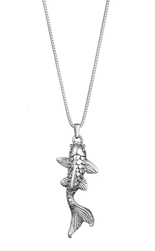 Kuzzoi Herren Halskette 925 Silber mit Fisch Anhänger - Maritime Herrenkette aus 925er Sterlingsilber, handgearbeitet und geschwärzt im Surfer Style. Perfekt für Biker und modebewusste Männer, inklusive Geschenkbox.