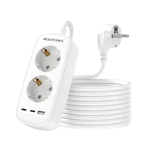 Verlängerungskabel 3M mit 2-Fach Steckdose und 3 USB-Anschlüssen