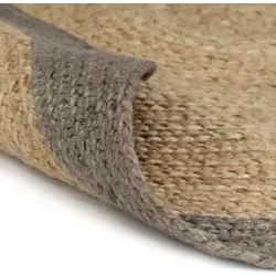 vidaXL Handgefertigter Juteteppich mit Grau Rand, 90 cm - Bringe natürliche Eleganz in dein Zuhause mit diesem handgewebten Juteteppich! Strapazierfähig und pflegeleicht, ideal für jeden Raum. Einzigartiges Design für stilvolle Akzente.