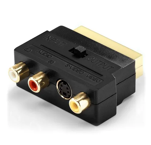 deleyCON deleyCON Video Adapter Scart zu 3x Cinch + S-Video mit Schalter Audio- & Video-Kabel