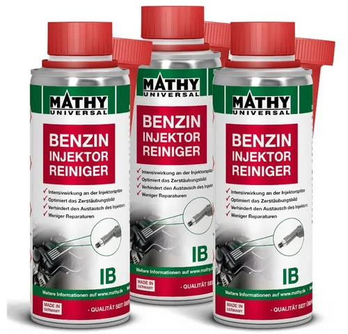 MATHY-IB Injektoren Reiniger Benzin (3 x 200 ml) - Effektiver Benzin-Injektor Reiniger zur einfachen Anwendung ohne Werkstattbesuch. Optimiert die Motorleistung und verlängert die Lebensdauer der Einspritzdüsen. Qualität aus Deutschland für zuverlässige Ergebnisse.