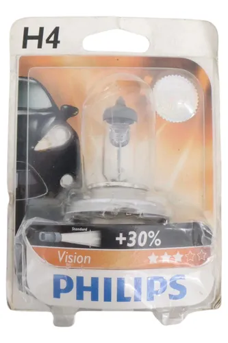 Philips Automotive 47480330 Halogen Leuchtmittel Vision H4 60/55W 12V - Autobeleuchtungen mit 30 % mehr Licht für bessere Sicht und Sicherheit. Die Premium-Lampe von Philips bietet hervorragende Qualität zu einem attraktiven Preis.