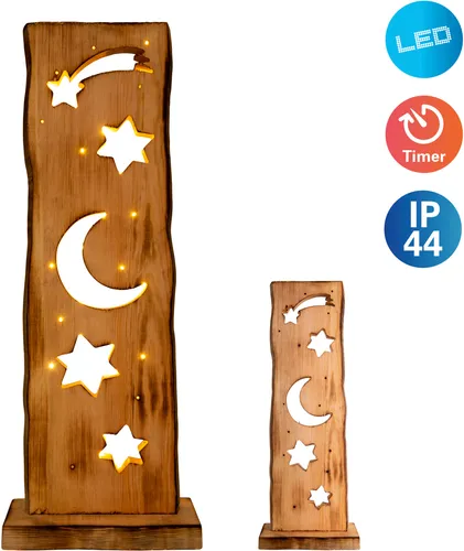 näve LED Dekoobjekt Light Moon/Stars - Nussknacker - LED-Holzleuchte mit Timerfunktion, ideal für Innen- und Außenbereich, verleiht Ihrem Zuhause einen natürlichen Look mit bezaubernden Lichtdetails.