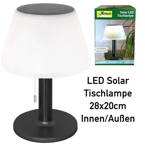 LED Solar Tischlampe 28x20cm Innen / Außen Terrasse Balkon Tischleuchte schwarz