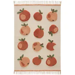 Lytte Kinderteppich Alma Beige/Rot 80x120 cm - Der Lytte Kinderteppich Alma bringt Farbe ins Kinderzimmer! Mit seinem warmen Design ist er nicht nur ein Blickfang, sondern sorgt auch für ein gemütliches Ambiente und lädt zum Spielen ein.