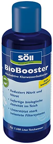 Söll 80809 BioBooster, 250 ml - Hochaktive Teichbakterien für Gartenteiche - EFFEKTIVE UNTERSTÜTZUNG: Der Söll BioBooster enthält spezialisierte Bakterien, die das biologische Gleichgewicht im Teich fördern und die Wasserqualität verbessern. Ideal für belastete Filtersysteme im Gartenteich.