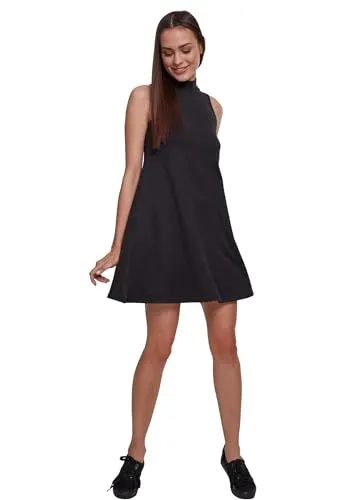 Urban Classics Damen A-Line Turtleneck Dress in Schwarz - Freizeitkleider für Damen, luftig und bequem mit Stehkragen, ideal für warme Tage oder lässige Anlässe.