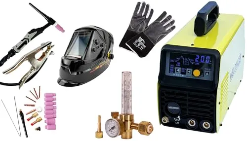 WELDINGER WE 2003P ACDC Schweißinverter mit WIG-Set und 5 Jahren Garantie - Vielseitiges WIG-Schweißgerät WELDINGER WE 2003P ACDC mit Druckregler, Helm und Verschleißteilen. Hoher Bedienkomfort dank Digitalsteuerung und umfangreichem Zubehör für präzises Schweißen.