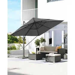 SONGMICS Sonnenschirm 290 x 290 cm UPF 50+ - Flexibel drehbar und wasserabweisend - Genießen Sie flexiblen Sonnenschutz mit dem SONGMICS Sonnenschirm, der sich um 360° drehen lässt und auf 4 Neigungswinkel einstellbar ist. Robuste Konstruktion mit wasserabweisendem Polyester für optimalen Komfort im Freien.