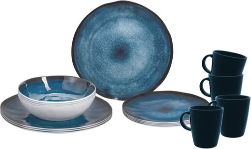 BRUNNER Campinggeschirr Set Breeze 16tlg - 16-teiliges Campinggeschirr-Set aus BPA-freiem Melamin, ideal für 4 Personen, spülmaschinengeeignet und leicht zu reinigen - perfekt für Outdoor-Abenteuer.