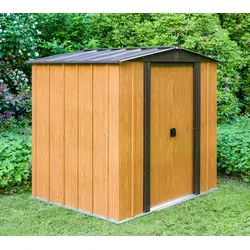 Spacemaker Metall Gerätehaus Woodlake 65 | Braun | 151x194x177 cm