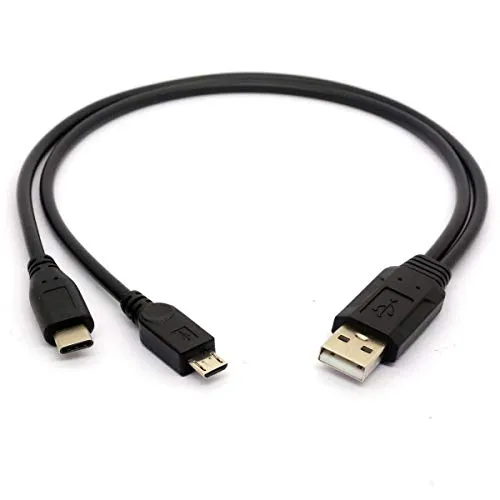 USB 3.1 Typ C Multi, USB Kabel 2.0 Ladekabel mit 1 x Micro-USB- und 1 x USB-Anschlüsse C Kompakt Ladegerät Kabel 30 cm