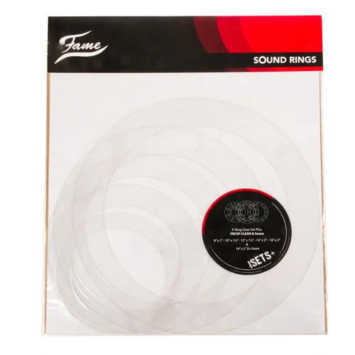 Fame FRCS Clear Dämpfungsring Set - Ersatzteile für Schlagzeuge – Für einen trockenen Sound und klaren Attack mit sekundenschnellem Einsatz dank integriertem Lochprofil.