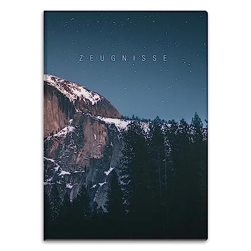 itenga Zeugnismappemit Motiv DIN A4 Dokumentenmappe Zeugnisse - für Kinder Jugendliche Schüler Mädchen (Berg)