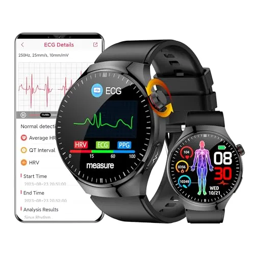 DigiKuber EKG Smartwatch mit Empfangen Tätigen von Anrufen, 1,43 Zoll AMOLED wasserdichte Smart Watch mit ECG SpO2 Schrittzähler Pulsuhr Blutdruck Schlafmonitor für Android iOS