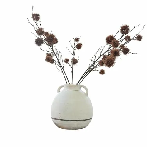 Loberon Vase Seraphique, nur für Trockenblumen Geeignet, Rustikale Eleganz, Bauchige Form, mit Antik-Finish, Pflanzgefäß, Blumenvase, Dekoration, Terrakotta, antikcreme/schwarz