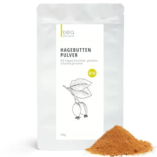Bio Hagebuttenpulver | Rohkost Qualität | vitaminreich ganze Hagebutte gemahlen | besonders fruchtig aromatisch, 250g - tea exclusive