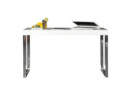 riess-ambiente Konsolentisch WHITE DESK 120cm weiß - Drohnen, moderner Hochglanz-Bürotisch mit elegantem Design, ideal für stilvolle Arbeitsplätze und kreative Räume.