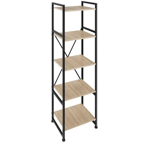 TecTake Regal Manchester - 47,5x34,5x151,5cm im Industrial Holzlook - Bücherregal im Industrial Style mit 5 höhenverstellbaren Böden, stabiler Konstruktion und pflegeleichtem Material. Ideal für kleine Räume und als Raumteiler geeignet.