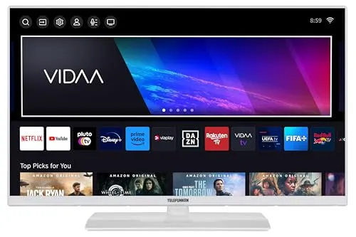 Telefunken 32 Zoll Smart TV VIDAA XF32VP750M-W - Full HD Fernseher mit HDR 10, integriertem Triple-Tuner und Zugang zu zahlreichen Apps für grenzenlose Unterhaltung.