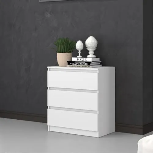 Home Collective Kommode weiß mit 3 Schubladen - Kommode & Sideboard mit 3 schienengeführten Schubladen, aus langlebigem Holzwerkstoff, ideal für Schlafzimmer, Flur oder Wohnzimmer, bietet viel Stauraum und besticht durch ihr geradliniges Design.