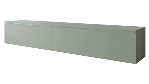 Mirjan24 TV Lowboard Stone 180, TV Schrank, Fernsehschrank, Grifflose Öffnen, Hängeschrank Hochglanz Matt Wohnwand (Nebelgrün, ohne LED Beleuchtung)