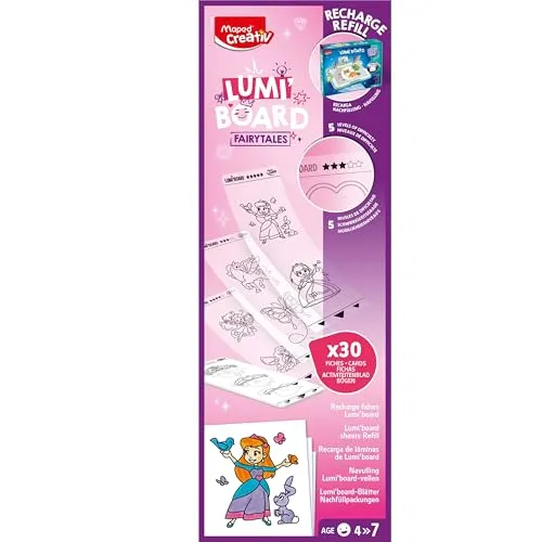 Maped CREATIV LUMI’BOARD Erweiterungs-Set Märchen – 250 Vorlagen auf 30 Folien – Zubehör für LUMI’BOARD Lichtmaschine – Mal- und Zeichenmotive mit Prinzessinnen, Einhorn, Ritter & Burgen