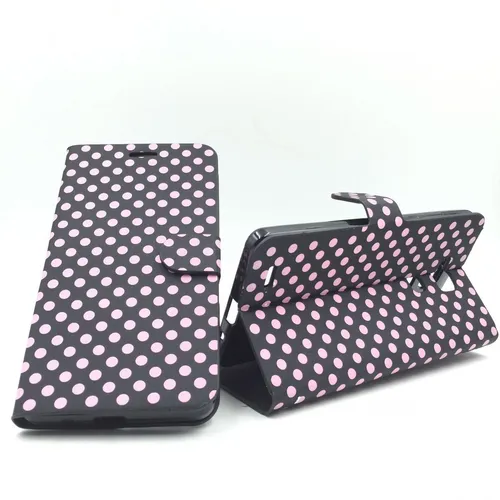 Schutzhülle Tasche (Flip Quer) für Handy Huawei Ascend Mate 7 Schwarz / Pink