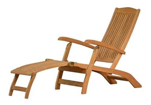 Kai Wiechmann Premium Teak Deckchair - Wetterfester Liegestuhl aus hochwertigem Teakholz, 4-fach verstellbare Rückenlehne und abnehmbare Fußablage für unvergleichlichen Sitzkomfort.