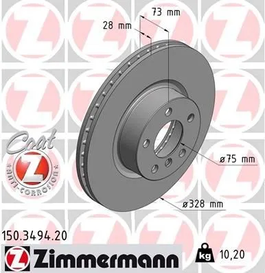 Produktbild Zimmermann Bremsscheibe COAT Z 150.3494.20