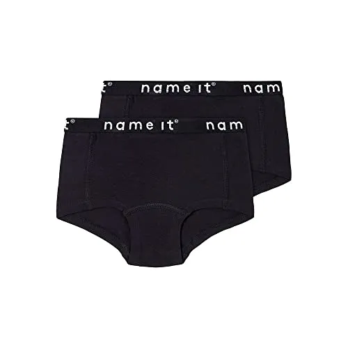 NAME IT Mädchen Nkfhipster 2p Noos Unterhose, Black/Pack:w/ Black, 134 EU