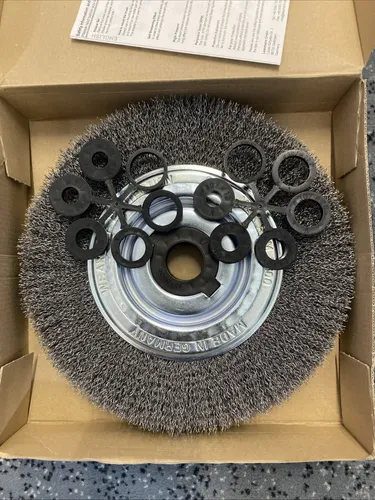 Lessmann Rundbürste Ø 250 mm - gewellter Stahldraht - Spülbürsten für die Oberflächenbearbeitung, ideal zum Entfernen von Rost und Schmutz. Hohe Drehzahl von bis zu 3600 RPM für effizientes Arbeiten.
